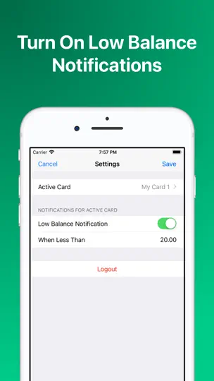 Captura de pantalla de Leap Card en iPhone 6
