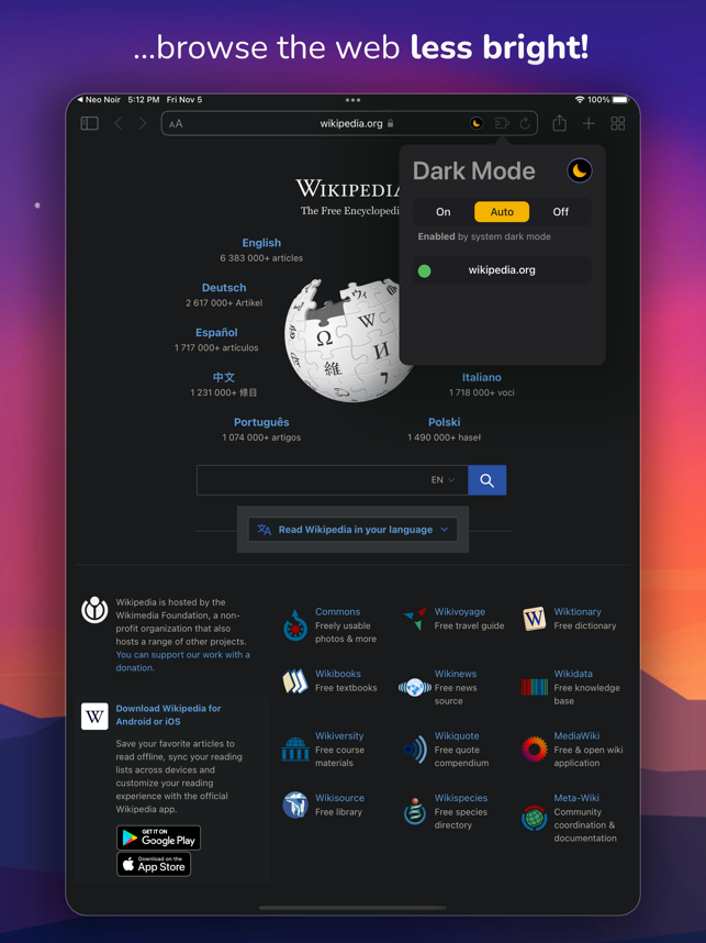 ‎Dark Night - mode cho Safari Ảnh chụp màn hình