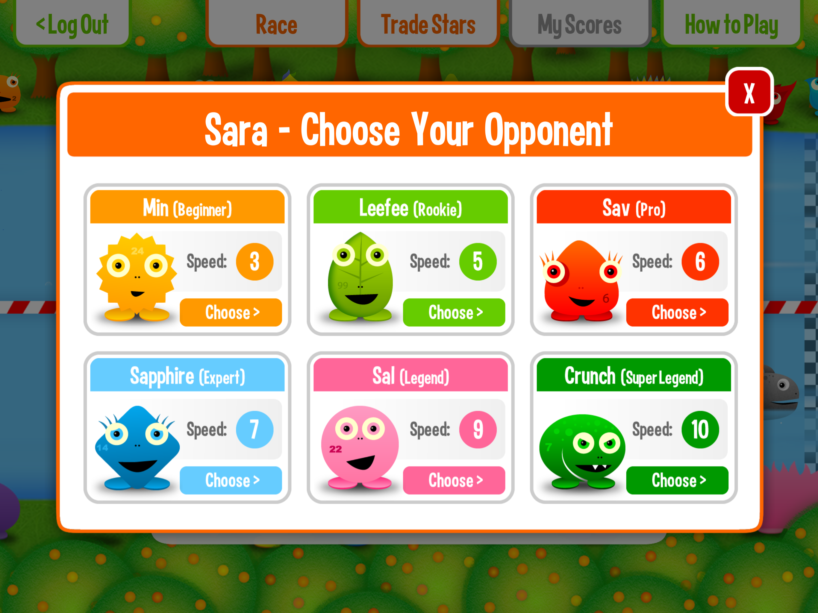 Squeebles Maths Race