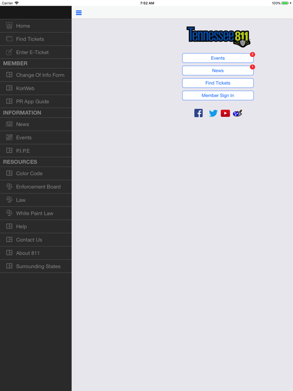 Tennessee 811 iPad screenshot 2 - Productivity app