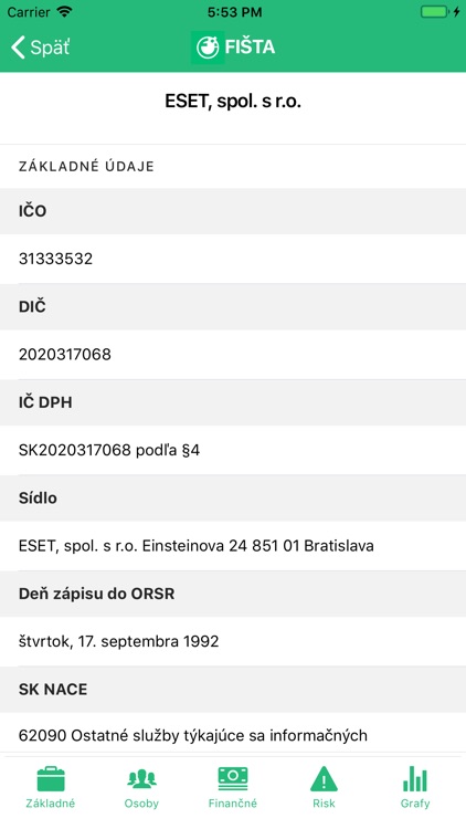 Fišta - firemné štatistiky