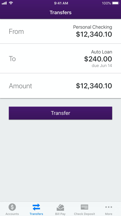 BankFinancial Mobile App Screenshot