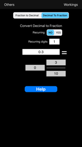 Fractions/Decimals/Fractions screenshot