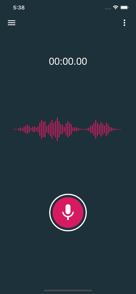 Voice Changer - Audio Effects - L'application offre une interface d'enregistrement intuitive avec un bouton de microphone central et une visualisation dynamique de la forme d'onde audio en temps réel.