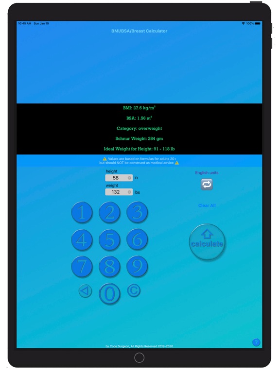 Screenshot #5 pour BMI BSA Breast Reduction Calc
