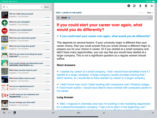 Basic English - Job Interview iPad screenshot 4 - Education app