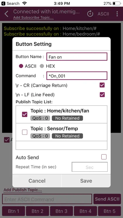 Captura 5 de 6 de MQTT Terminal Pro