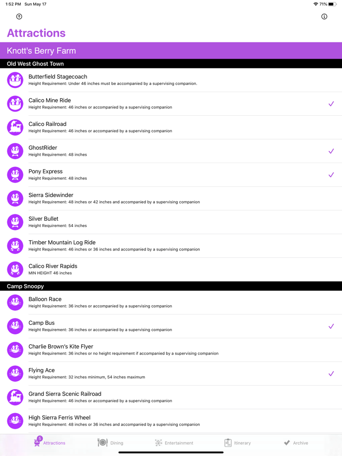 ThemePark ChecklistBuena Park