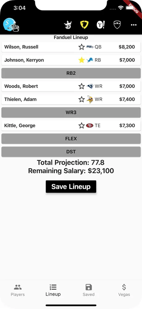 DFF Lineup PRO