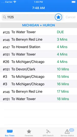 Screenshot von Bus Times - Chicago auf dem iPhone 1