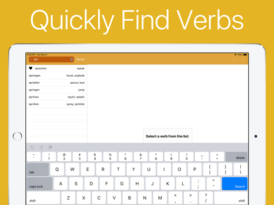 German Verb Conjugator Pro iPad screenshot 8 - Education app