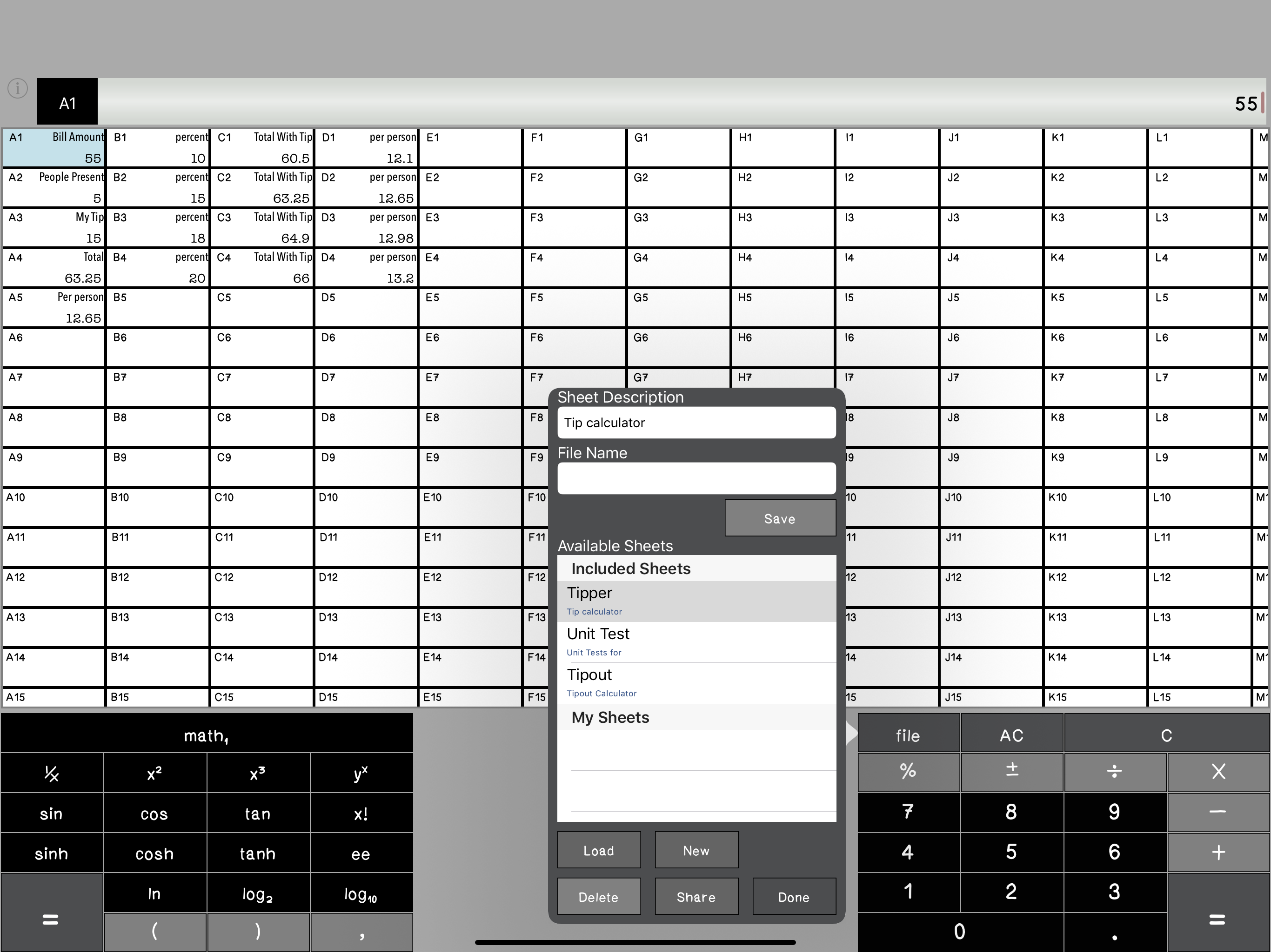Calculator SpreadSheet Lite screenshot 6