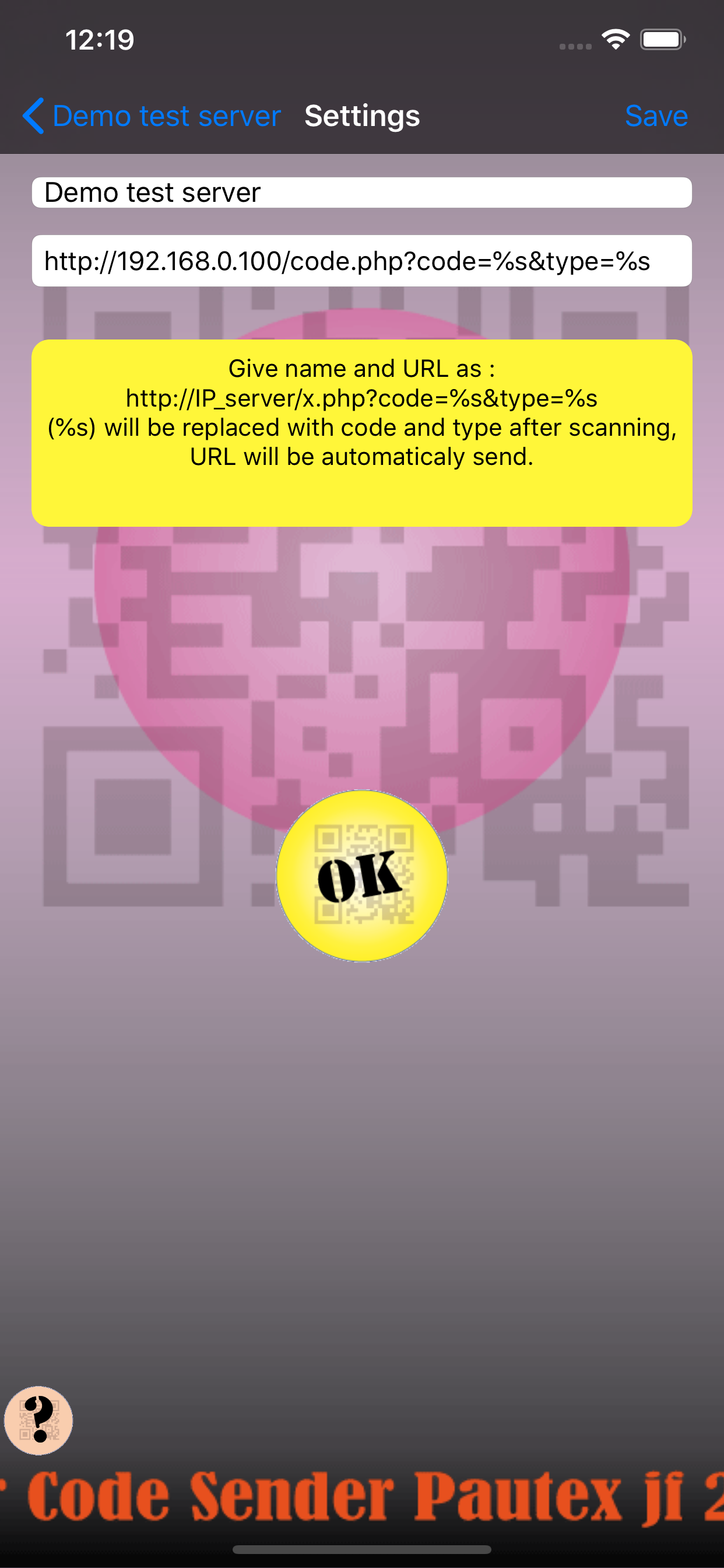 Bar Code Sender