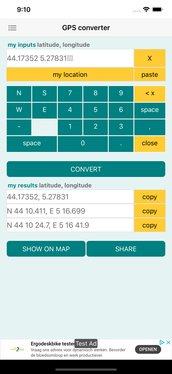 GPS coordinates converter