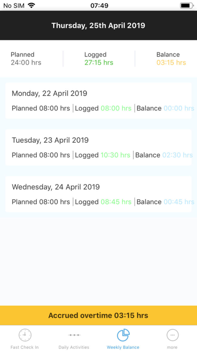 Staff Times - My Time Screenshot