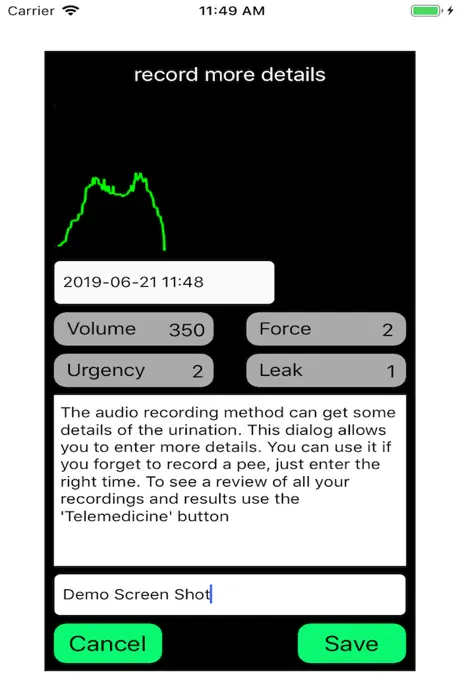 TeleSonoUroflow Bladder Diary