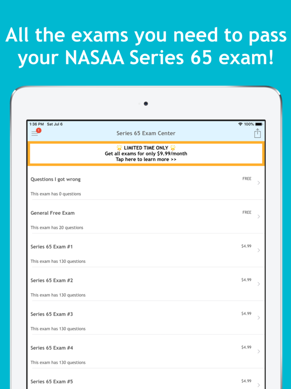 Series 65 Exam Center iPad screenshot 4 - Education app