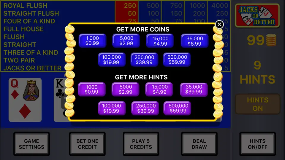 Capture d'écran de Video Poker Strategy sur iPhone 5