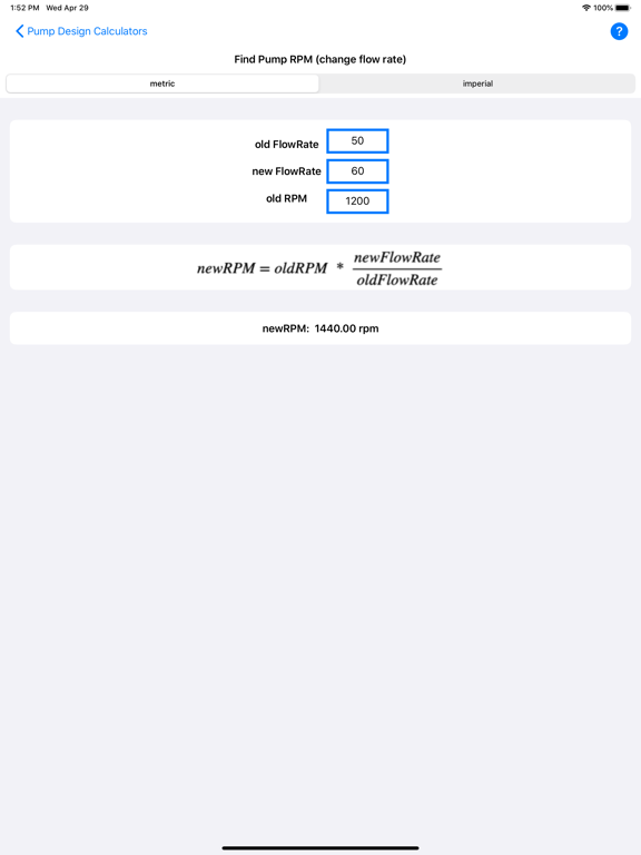 Pump Design Calculator iPad screenshot