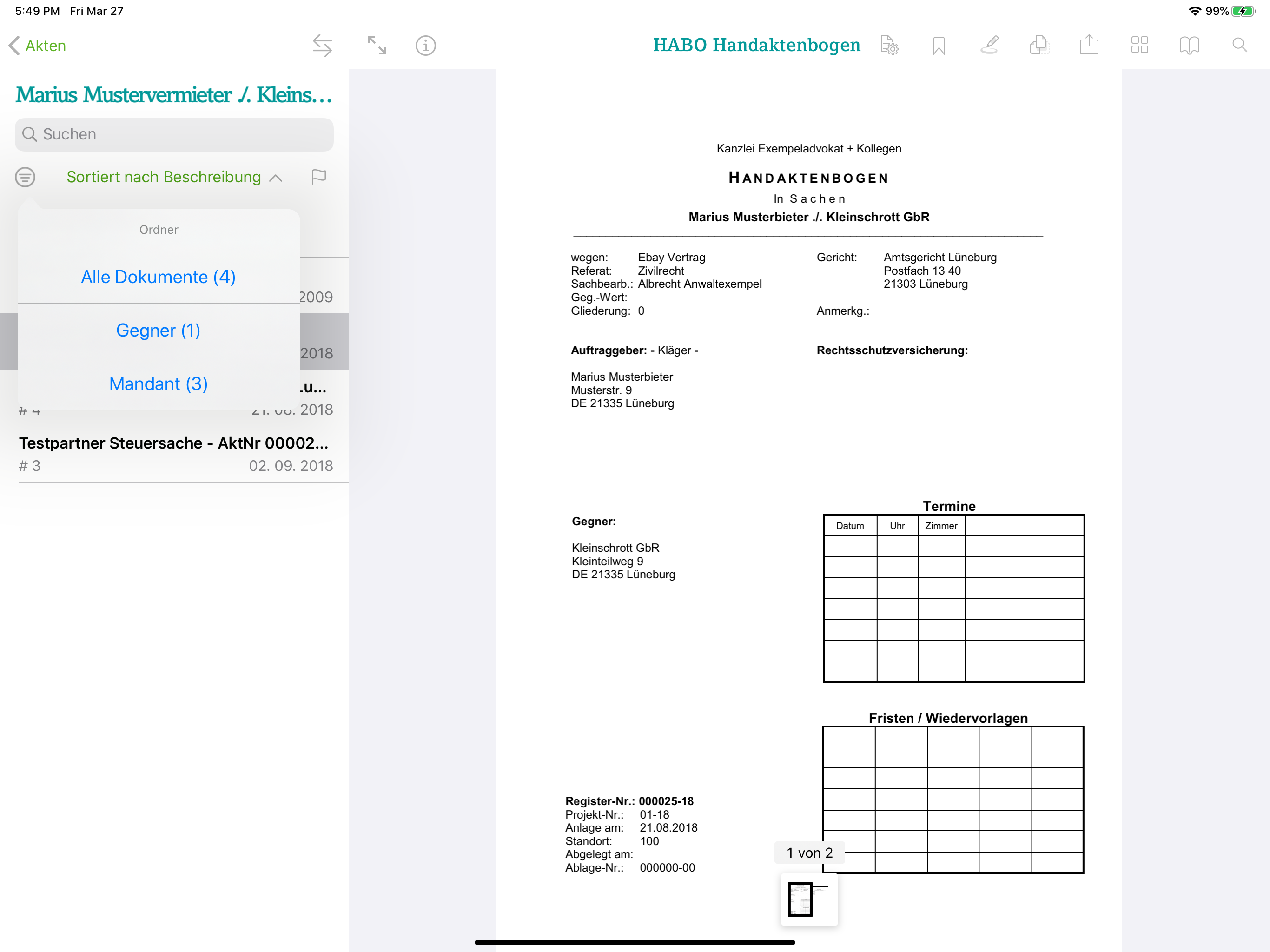 DATEV Anwalt Akte mobil