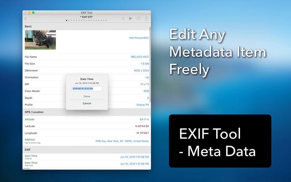 #5. EXIF Tool : Metadata Tool (macOS) Podle: Dongwook Cho
