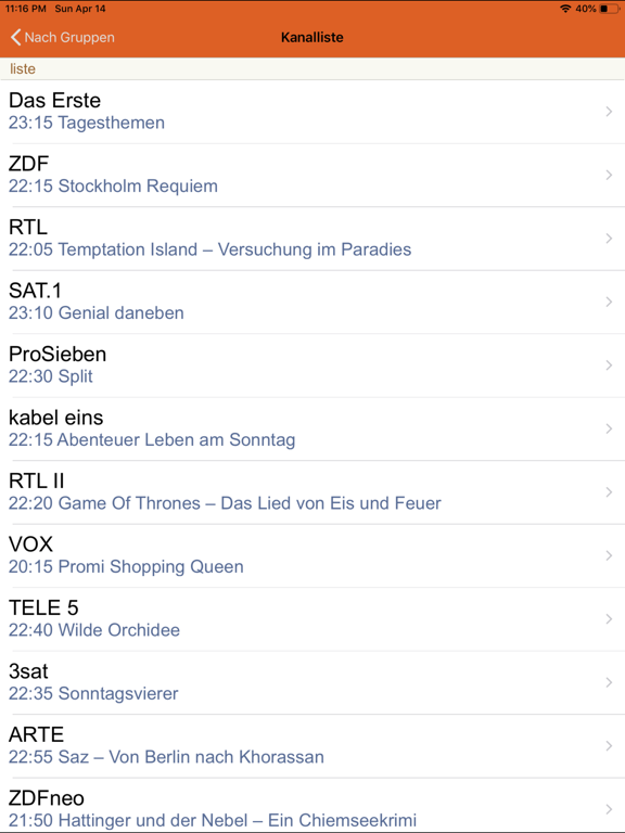 Deutschland TV-Programm iPad screenshot