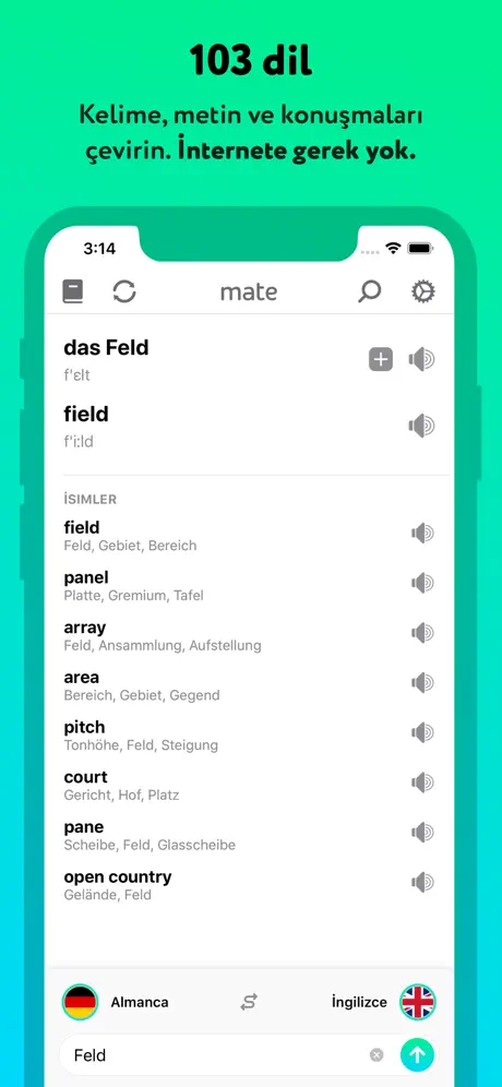 Mate – çeviri ve sözlük