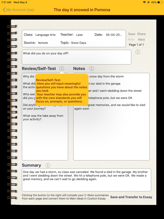 Screenshot #5 pour iGoWrite: Cornell Notes