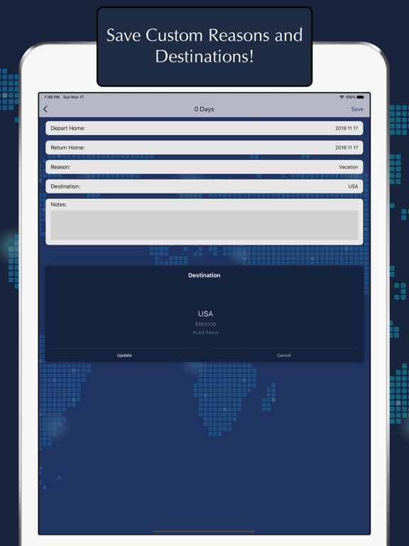 TravelLog - A Travel History iPad screenshot