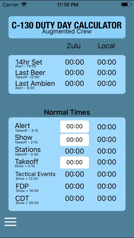 C-130 Duty Day Calc screenshot 2 of 4