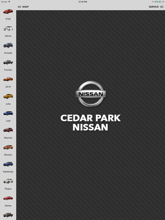 Cedar Park Nissan iPad screenshot 1 - Shopping app