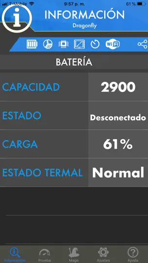 Captura de pantalla de Ampere: Información De Bateria en iPhone 1