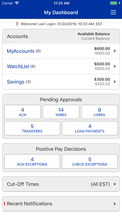 West Shore Bank Treasury Screenshot