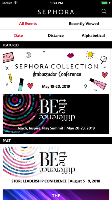 Sephora Corporate Events Screenshot