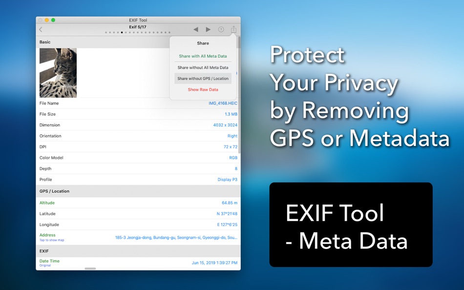 #6. EXIF Tool : Metadata Tool (macOS) Podle: Dongwook Cho