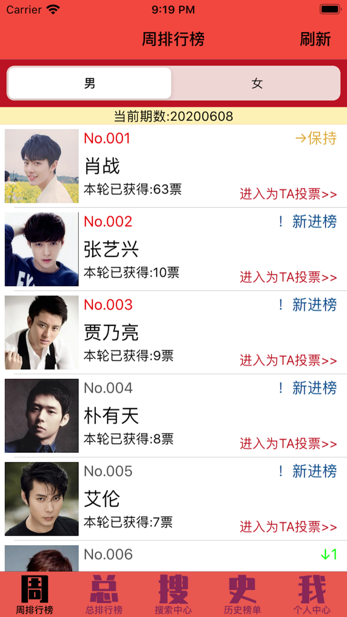 我爱豆明星榜-明星偶像实时人气排行