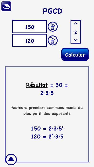 Screenshot #2 pour Calcul PPCM PGCD Facteur Lite
