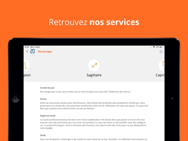 Nouvelle application pour tablette: «20 Minutes» joue l'ouverture