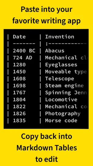 Скриншот Markdown Tables на iPhone 3