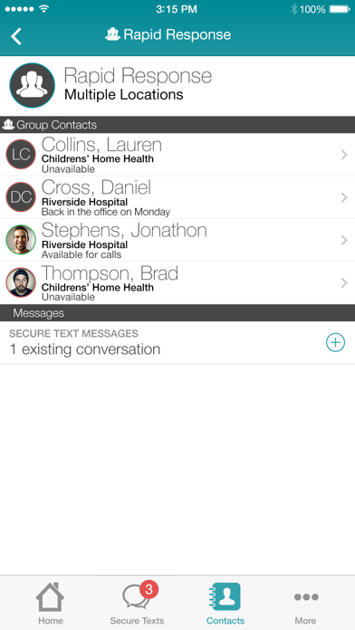 Vocera Secure Texting Screenshot