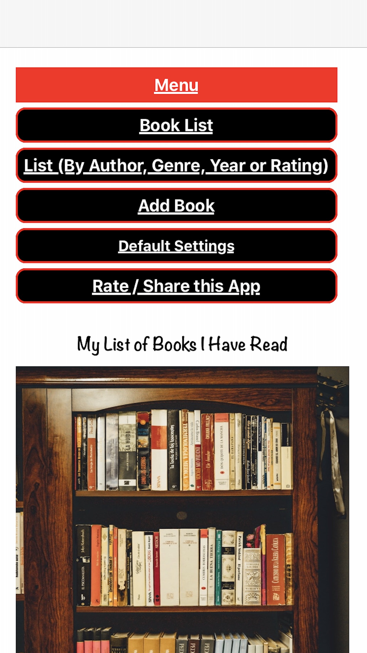 Screenshot do app My Books Read