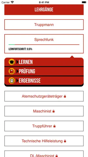 Screenshot von Feuerwehr Prüfungshilfe auf dem iPhone 1
