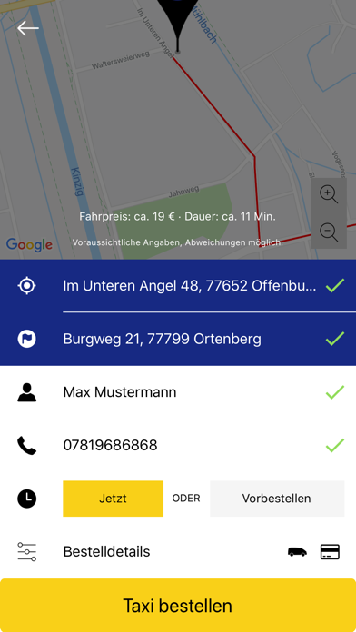 Taxi Nowak - Offenburg Screenshot