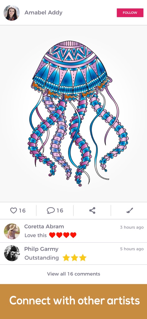 Coloring Book For Adults App ◌ - icolor-app-social-feed-jellyfish