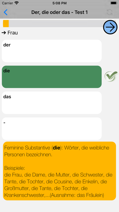 Deutsch Grammatik Test PRO Screenshot