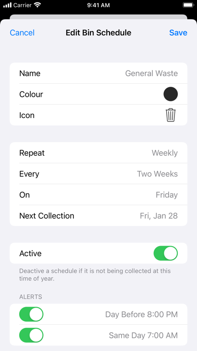 Bin Day Alert Screenshot