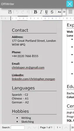 OffiWriter document editor screenshot 2