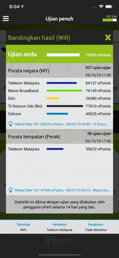 ujian kelajuan internet nPerf