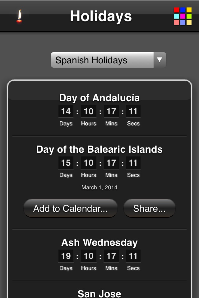 Holidays Countdown screenshot 2