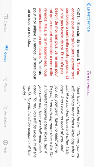 Capture d'écran de Bilingual French Classics sur iPhone 6